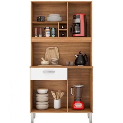 Cozinha Compacta Demóbile Malta com 4 Portas e 1 Gaveta 91 cm Amêndola com Branco