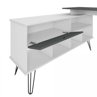 Escrivaninha Artany Dubai com 1 Porta Basculante e 5 Nichos Branco e Grafito