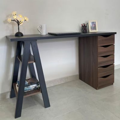 Escrivaninha Artany Spirit II com 5 Gavetas Preto com Ipê