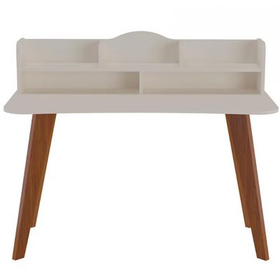 Escrivaninha Artely Sofia com Nichos 120cm de largura Off White/Cedro Brilho Fosco