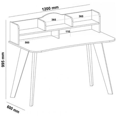 Escrivaninha Artely Sofia com Nichos 120cm de largura Off White/Cedro Brilho Fosco