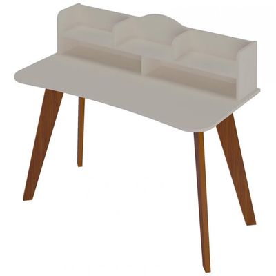 Escrivaninha Artely Sofia com Nichos 120cm de largura Off White/Cedro Brilho Fosco
