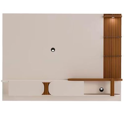 Painel Toronto com 2 Portas para TV de até 72 Polegadas Artely Off White/Pinho Ripado