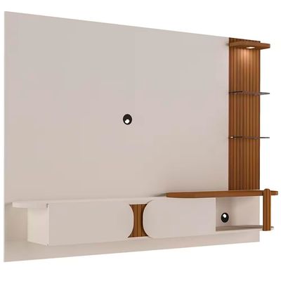 Painel Toronto com 2 Portas para TV de até 72 Polegadas Artely Off White/Pinho Ripado