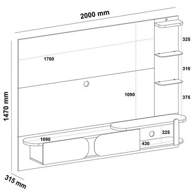 Painel Toronto com 2 Portas para TV de até 72 Polegadas Artely Off White/Pinho Ripado