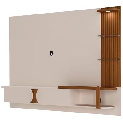 Painel Toronto com 2 Portas para TV de até 72 Polegadas Artely Off White/Pinho Ripado