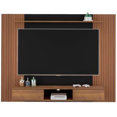 Painel Nevada II com 176 cm de Largura para TV de até 75 Polegadas Artely Pinho Ripado/Preto