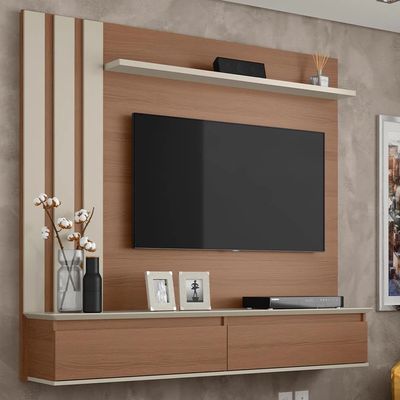 Painel Home Trend para TV de até 46 Polegadas Patrimar Canelato com Off White