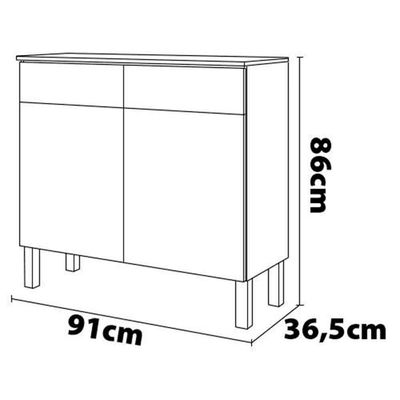 Balcão Duplo Nala 2 Portas e 2 Gavetas Kits Paraná Freijó/Gris