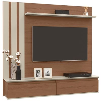 Painel Home Trend para TV de até 46 Polegadas Patrimar Canelato com Off White