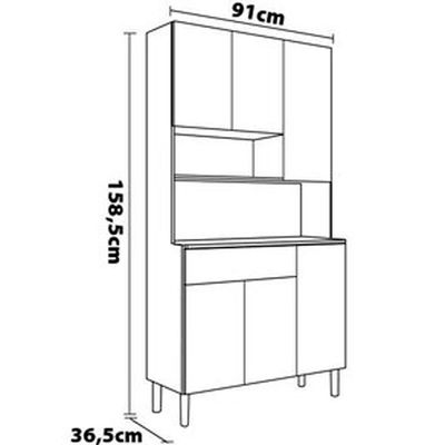 Cozinha Compacta Kits Paraná Golden com 6 Portas, 1 Gaveta e 1 Prateleira Freijo / Patin