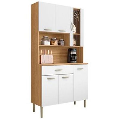 Cozinha Compacta Kits Paraná Golden com 6 Portas, 1 Gaveta e 1 Prateleira Freijo / Patin