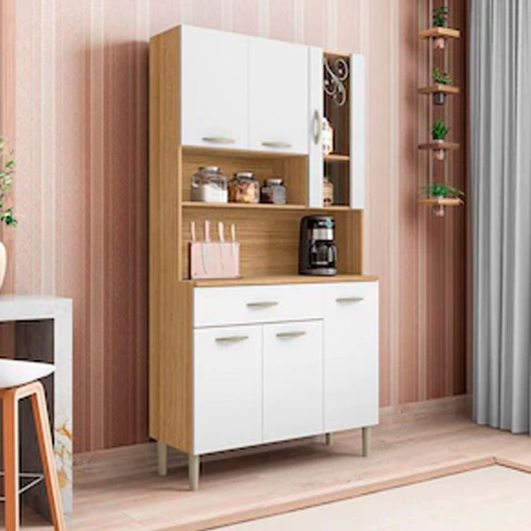 Cozinha Compacta Kits Paraná Golden com 6 Portas, 1 Gaveta e 1 Prateleira Freijo / Patin