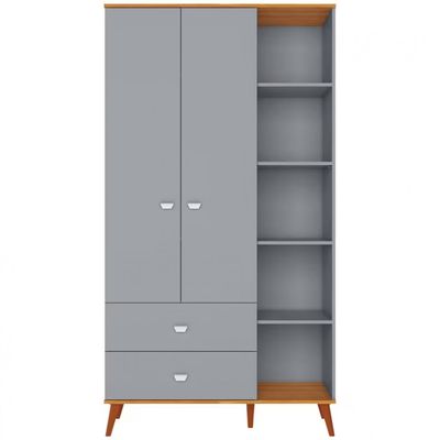 Guarda-Roupa Infantil Bartira Ternura com 5 Nichos, 2 Portas, 2 Gavetas e 106,8 cm de Largura Azul Wood