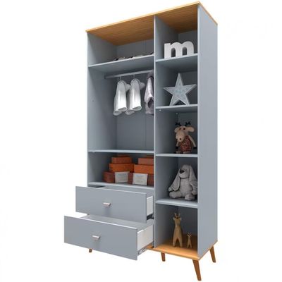 Guarda-Roupa Infantil Bartira Ternura com 5 Nichos, 2 Portas, 2 Gavetas e 106,8 cm de Largura Azul Wood