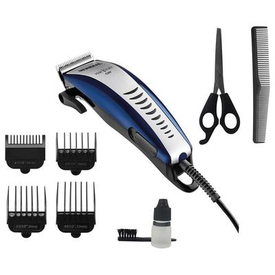 Máquina de Cortar Cabelo Mondial Hair Stylo CR-07 4 pentes Prata com Azul / 220V