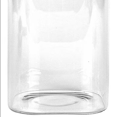 Porta Mantimentos Quadrado Dynasty em Vidro Borossilicato com Tampa de Metal 1,9L Transparente e Prata
