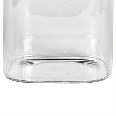 Porta Mantimentos Quadrado Dynasty em Vidro Borossilicato com Tampa de Metal 800 ml Transparente e Prata