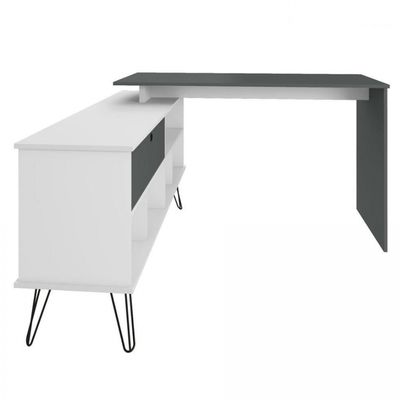 Escrivaninha Artany Dubai com 1 Porta Basculante e 5 Nichos Branco e Grafito