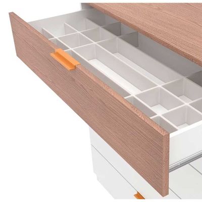 Cômoda Bartira Diplomata com 5 Gavetas, Trava de Segurança e Espaço para TV de até 42 polegadas Branco/Avelã