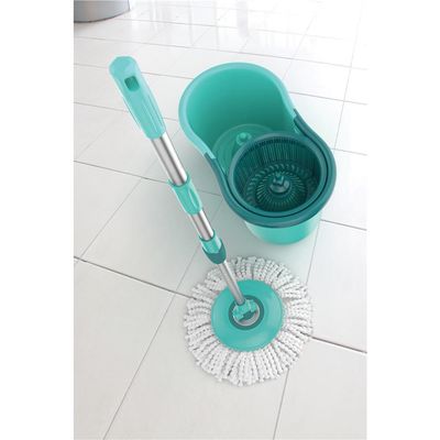 Mop Giratório FlashLimp MOP8209-VA com Balde, Cabo Telescópico e Refil Verde Água