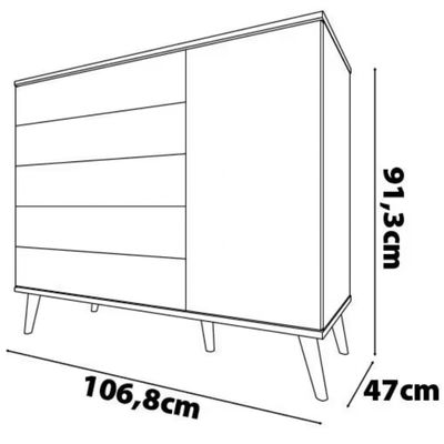 Cômoda Infantil Bartira Ternura com 5 Gavetas e 1 Porta com 106,8 cm de Largura Azul Wood