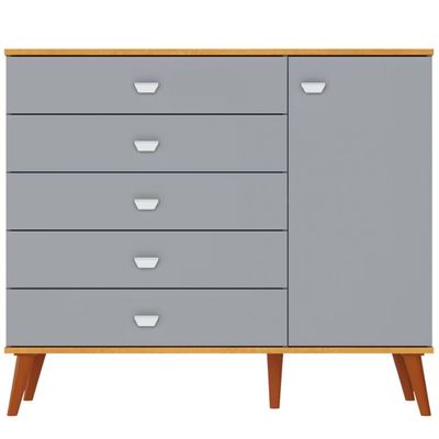 Cômoda Infantil Bartira Ternura com 5 Gavetas e 1 Porta com 106,8 cm de Largura Azul Wood