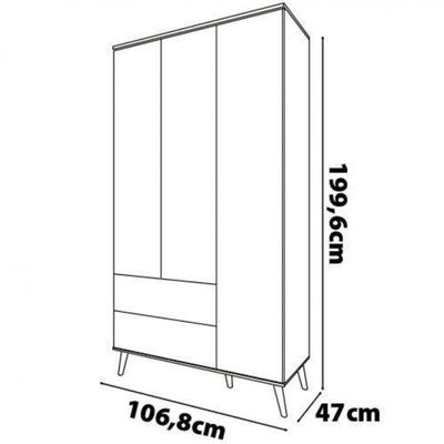 Guarda Roupa Infantil Bartira Ternura com 3 Portas 2 Gavetas e 5 Nichos Rosa Wood