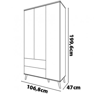 Guarda Roupa Infantil Bartira Ternura com 3 Portas 2 Gavetas e 5 Nichos Azul Wood