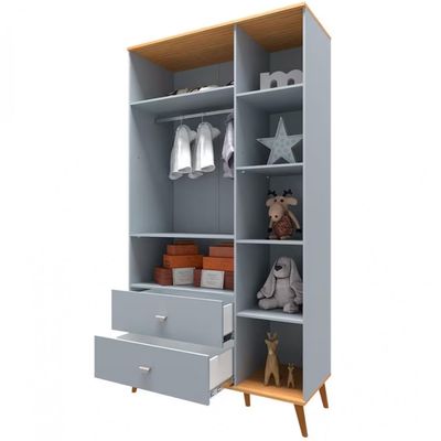 Guarda Roupa Infantil Bartira Ternura com 3 Portas 2 Gavetas e 5 Nichos Azul Wood