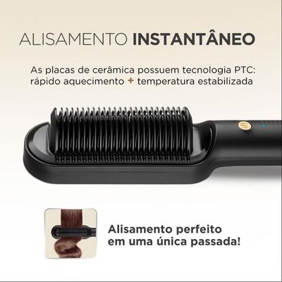 Escova Alisadora Black Gold Argan EA06 Cabo Giratório 230C Mondial Dourado com Preto / Bivolt