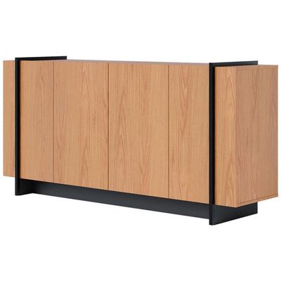 Buffet Copacabana MDP com 4 Portas e 2 Prateleiras Colibri Freijó/Preto Fosco