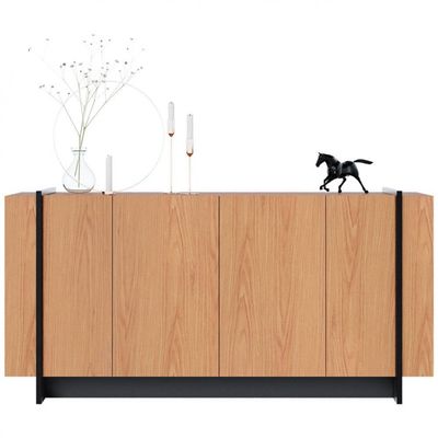 Buffet Copacabana MDP com 4 Portas e 2 Prateleiras Colibri Freijó/Preto Fosco