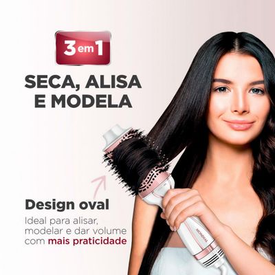 Escova Secadora Mondial ES-50 1200W/1300W Branco com Rose