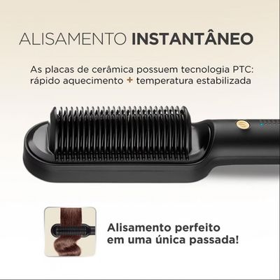 Escova Alisadora Black Gold Argan EA06 Cabo Giratório 230C Mondial Dourado com Preto / Bivolt