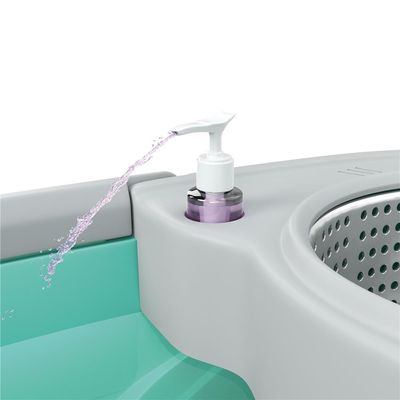 Mop Giratório FlashLimp Ciclone com Balde 20L, Rodas, Cabo Telescópico e 2 Refis Verde com Cinza