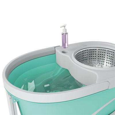 Mop Giratório FlashLimp Ciclone com Balde 20L, Rodas, Cabo Telescópico e 2 Refis Verde com Cinza