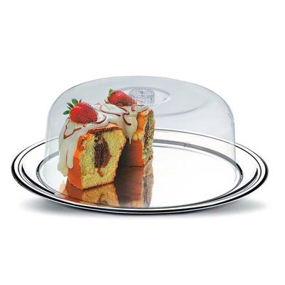 Conjunto Matinal Brinox com Porta Bolos - 3 Peças Inox com transparente