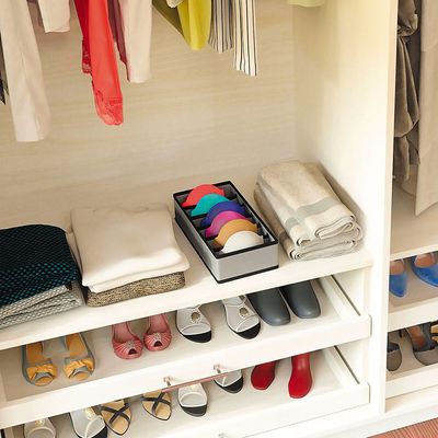 Organizador Pequeno para Sutiãs Euro Home com 6 Divisórias em TNT e Papelão Cinza