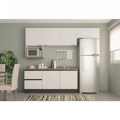 Cozinha Completa Bartira Linea 6 Portas, 3 Gavetas e Nicho Branco