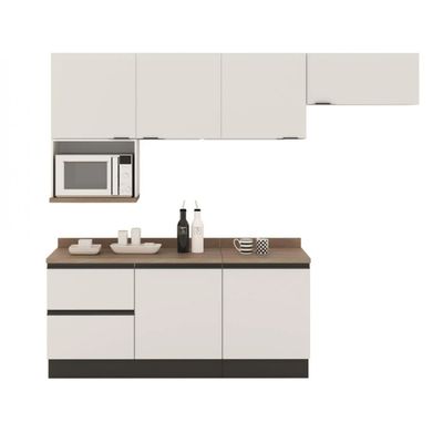 Cozinha Completa Bartira Linea 6 Portas, 3 Gavetas e Nicho Branco