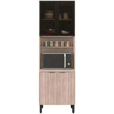 Cozinha Completa Firenze com 9 Portas 2 Gavetas e 7 Prateleiras 259,5 cm de largura Demóbile Avena com Grafito