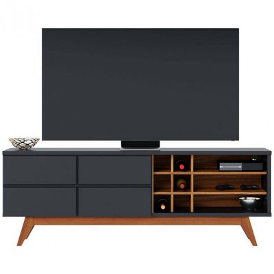 Rack Colibri Noronha 180cm para TV de Até 70 Polegadas Preto Fosco com Noce Milano
