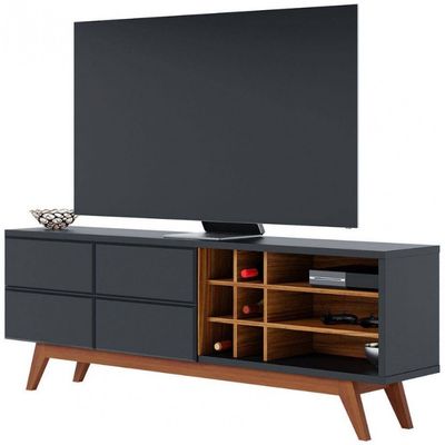 Rack Colibri Noronha 180cm para TV de Até 70 Polegadas Preto Fosco com Noce Milano