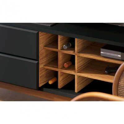 Rack Colibri Noronha 180cm para TV de Até 70 Polegadas Preto Fosco com Noce Milano