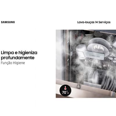Lava-Louças DW60C7050FGAZ 14 Serviços com Display de LED Samsung Black Inox / 110V