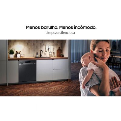 Lava-Louças DW60C7050FGAZ 14 Serviços com Display de LED Samsung Black Inox / 110V