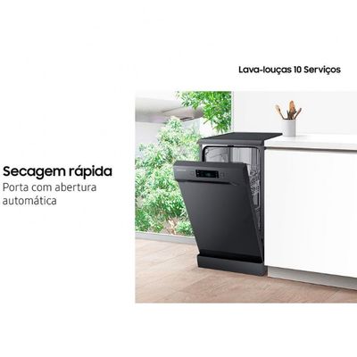 Lava-Louças DW50C6070FGAZ 10 Serviços com Display de LED Samsung Preto / 110V