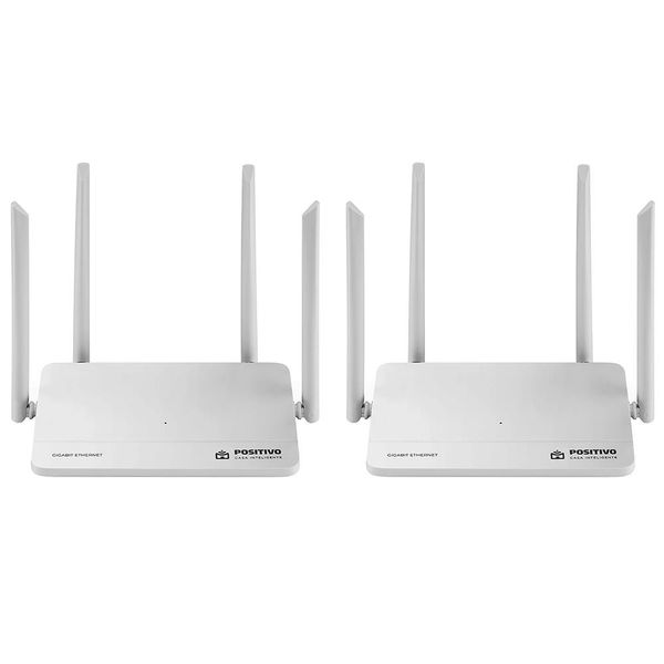 Kit Roteador Smart Mesh Wi-Fi Gigabit Positivo Casa Inteligente 2 Unidades Branco / Bivolt