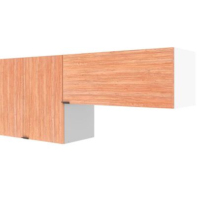 Cozinha Completa Bartira Joy com 11 Portas 2 Gavetas 5 Prateleiras e Nicho para Micro-ondas 244,5cm Branco com Damasco